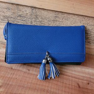 Vintage Gold Coast Bright Blue Pebble Leather Wallet